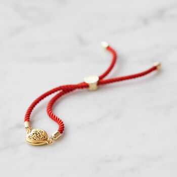 Love Heart Red Cord Bracelet, 3 of 7