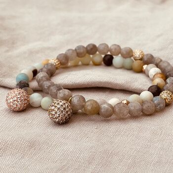 Labradorite Micro Pavé Cz Charm Bracelet, 2 of 7