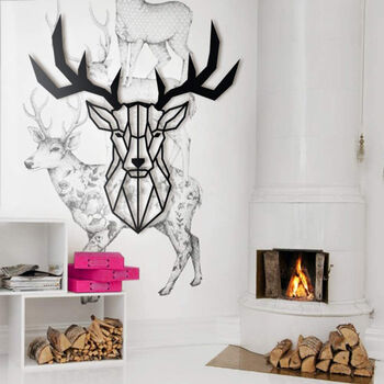Stag Head Mounted Metal Wall Art Decor, 4 of 6