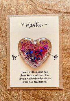 Daughter Auntie Family Pocket Hug Heart Card, 3 of 10