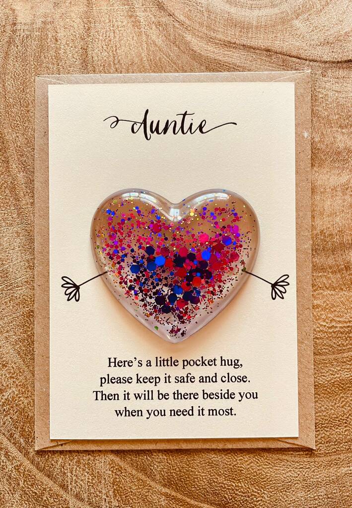 Daughter Auntie Family Pocket Hug Heart Gift Token, 1 of 10
