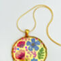 Statement Gold Necklace With Pink Flowers, thumbnail 5 of 12