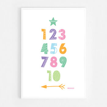 Numbers Multi Scandi Nursery Print, 5 of 5