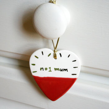 Ceramic Hanging Heart Decoration No1 Mum Gift, 2 of 2