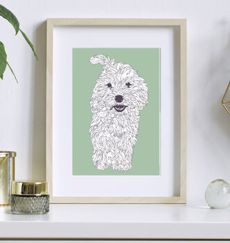 Custom Line Colour Portrait Personalised Dog Cat Art, 6 of 7