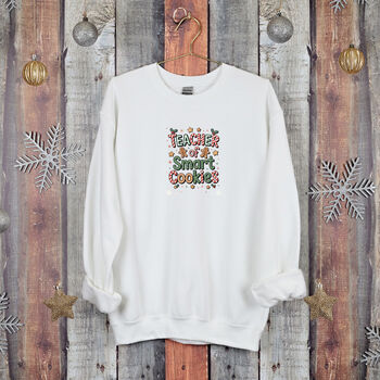 White 'Teacher Of Smart Cookies' Christmas Jumper, 2 of 3