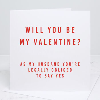 'Husband Be My Valentine' Red Valentine's Day Card, 2 of 2
