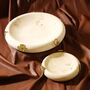 Set Of Two Travertine Lexi Tray Set With Brass Accents, thumbnail 1 of 2