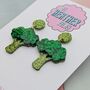 Small Broccoli Green Glitter Resin Earrings, thumbnail 5 of 5
