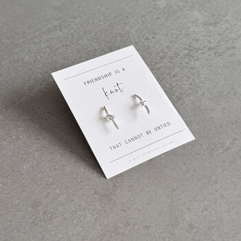 Friendship Knot Sterling Silver Bar Earrings, 3 of 8