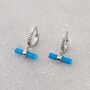 The T Bar Turquoise Hoop Earrings, Silver, thumbnail 3 of 7