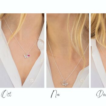 Sterling Silver Bee Necklace With Birthstone Charm, 2 of 12