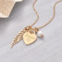Personalised Gold Plated Heart And Angel Wing Necklace, thumbnail 1 of 7