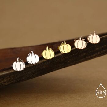 Pumpkin Internally Threaded Flat Back Earrings In Sterling Silver, 6 of 11