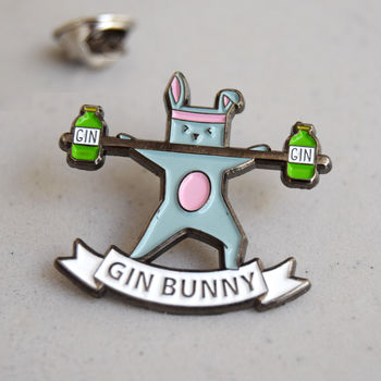 'Gin Bunny' Enamel Pin Badge, 2 of 4