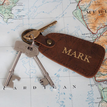 Personalised Buffalo Leather Tag Keyring, 3 of 9