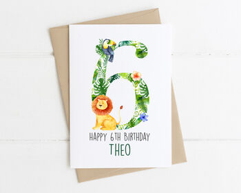 Personalised Children's Birthday Card Jungle Lion, 7 of 7