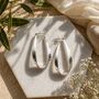Ribbon Teardrop Curved Sterling Silver Hoop Earrings, thumbnail 2 of 11