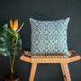 Omar Recycled Cotton Cushion Cover In Green, thumbnail 1 of 4