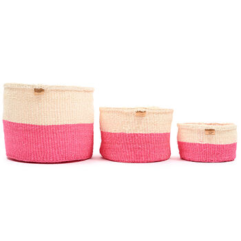 Hoji: Hot Pink Colour Block Woven Basket, 2 of 9