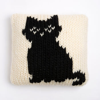 Black Cat Cushion Cover Knitting Kit, 2 of 9