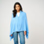 Sky Blue 100% Cashmere Multi Ways Button Poncho Shawl Gift Boxed, thumbnail 3 of 12