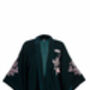 Wild Flowers And Butterflies Teal And Pink Velvet Embroidered Short Kimono, thumbnail 10 of 10