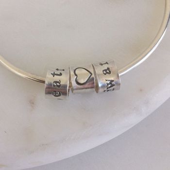 Personalised Silver Name Charm Bangle, 6 of 8