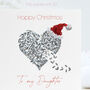 Daughter Silver Butterfly Heart Christmas Card, Not 3D, thumbnail 1 of 11