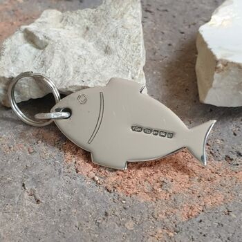 Personalised Sterling Silver Fish Shaped Cat Tag, 3 of 7