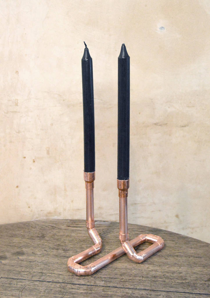 Copper Pipe Candle Holder Duo, 1 of 3