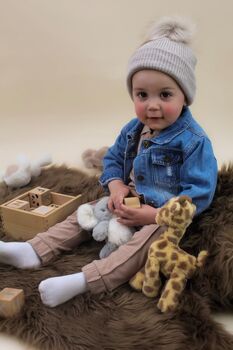 Sand Single Pom Pom Winter Hat And Booties, 6 of 7