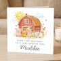 Personalised 3rd Birthday Farmyard Card For Girl Daughter Granddaughter, thumbnail 1 of 8