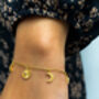 Gold Plated Engraved Moon, Star And Sun Charm Bracelet, thumbnail 4 of 8