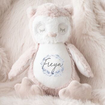 Personalised Soft Owl Teddy For New Baby, 2 of 4