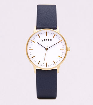 New Collection Gold Vegan Leather Watch, 10 of 12