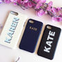 Navy Pu Leather Embossed Phone Case, thumbnail 8 of 10