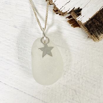 Sea Glass And Star Sterling Silver Necklace, 2 of 3