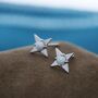 White Opal Star Stud Earrings In Sterling Silver, thumbnail 1 of 12