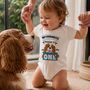 Personalised 1st Birthday Outfit Romper With Cute Dog Illustration, thumbnail 1 of 12