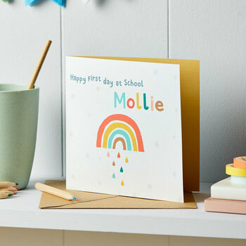 Personalised Rainbow First Day Of School Card, 2 of 3