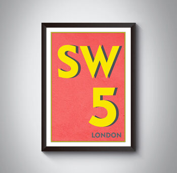 Sw5 Kensington, London Postcode Typography Print, 8 of 8