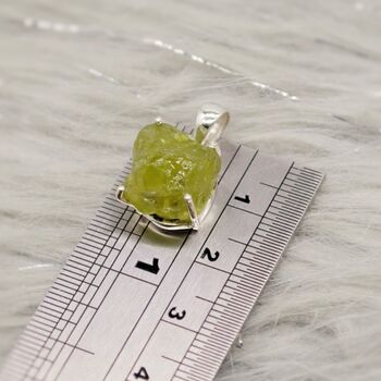 Raw Peridot Sterling Silver Pendant Necklace, 7 of 12