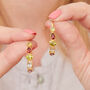 Multi Gemstone Silver Gold Plated Stud Hoops, thumbnail 3 of 12