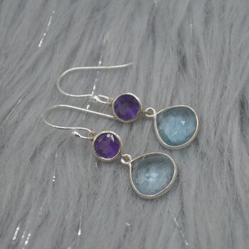 Amethyst Blue Topaz Silver Earrings, 2 of 6