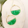Green Marble Effect Statement Hoop Earrings, thumbnail 2 of 11