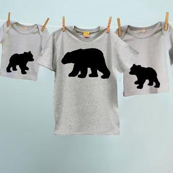 Family Daddy Bear, Mummy Bear And Cub Tshirt Trio Tops, 4 of 4