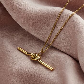 Personalised Knot T Bar Pendant Necklace, 4 of 7