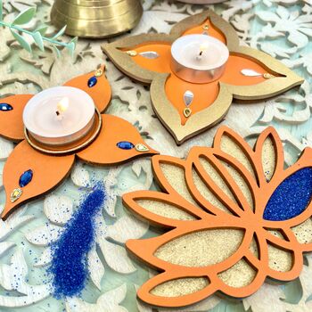 Lotus Rangoli Stencils With Coloured Rangoli Sand, 2 of 7