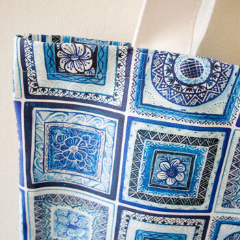 Portugal Tiles Blue And White Canvas Shopping Bag, 4 of 8